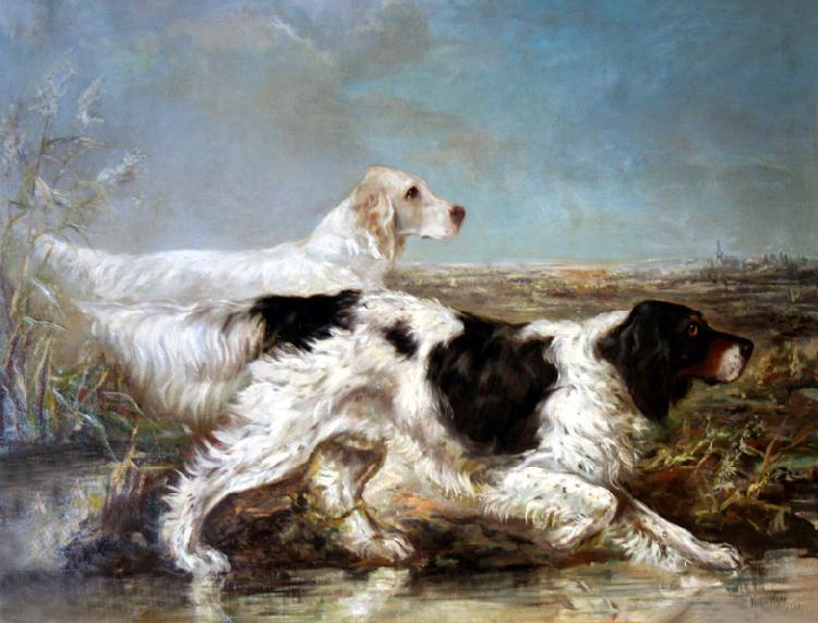 Verner Moore White Typical Verner Moore White hunt scene featuring dogs
